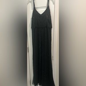 Size 14 Black sequin spaghetti strap Adrianna Papell gown